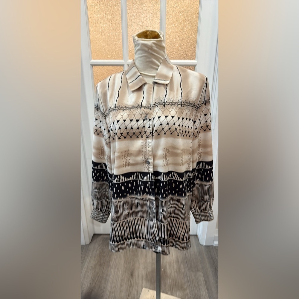 Alia Cream and Black Striped Shirt